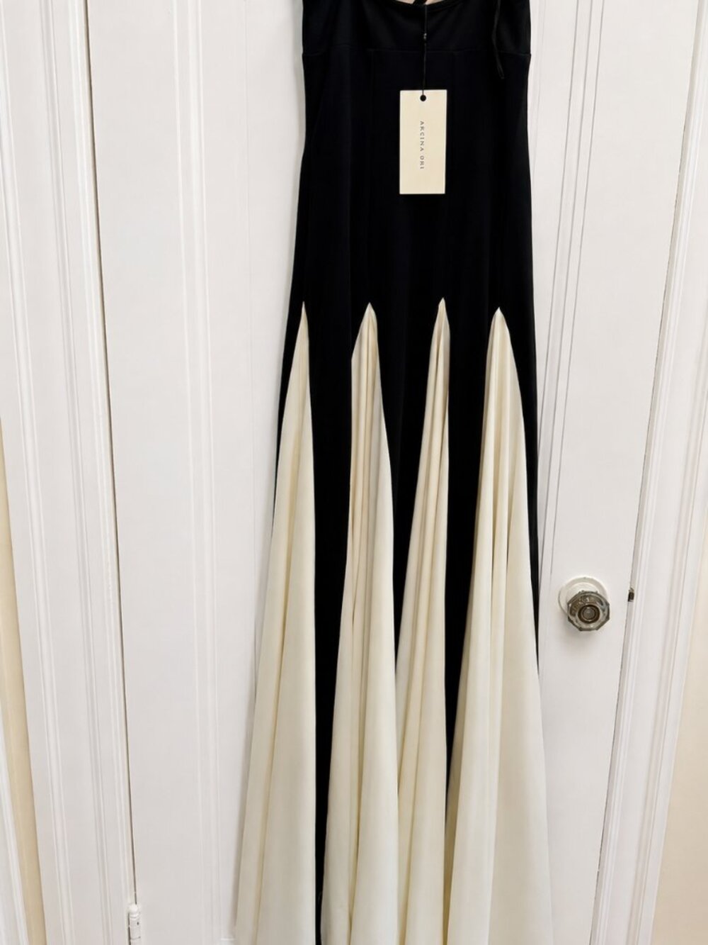 NWT Arcina Ori Paloma Black & White Colorblock Maxi Dress Gown | Retail $540 - Picture 4 of 9